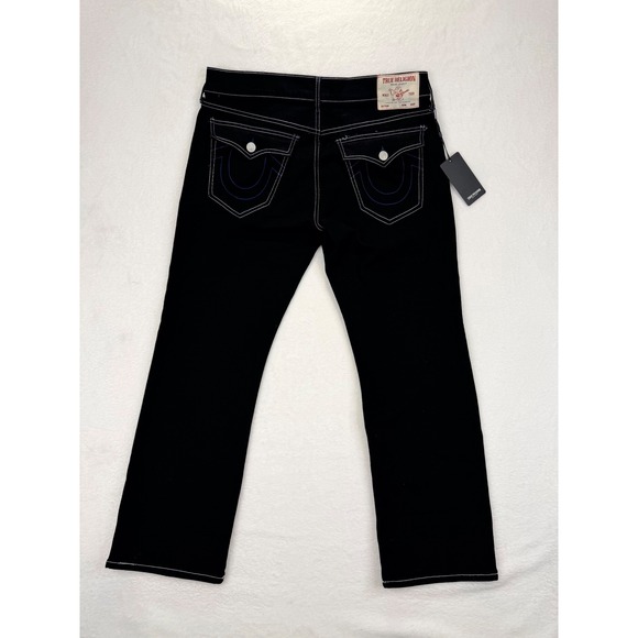 True Religion Other - True Religion Ricky Relaxed Straight Jeans Rinse Black Contrast Stitch Mens 36